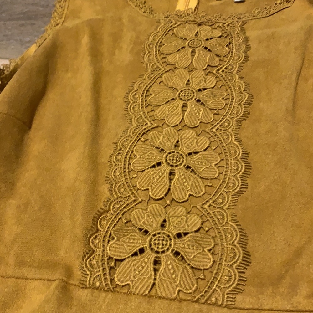 Mustard yellow, velvet-feel mini dress, fits like an 8 - Picture 2 of 5
